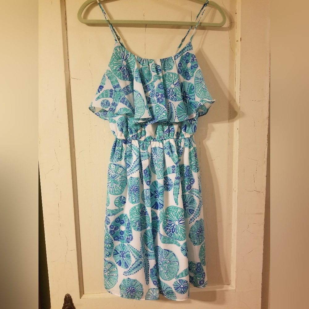 Lily for Target womens XS blue sea shells dress